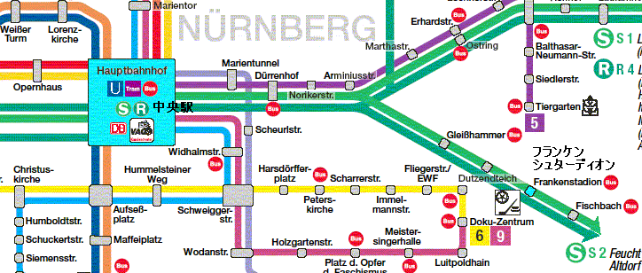ニュルンベルク交通の路線図